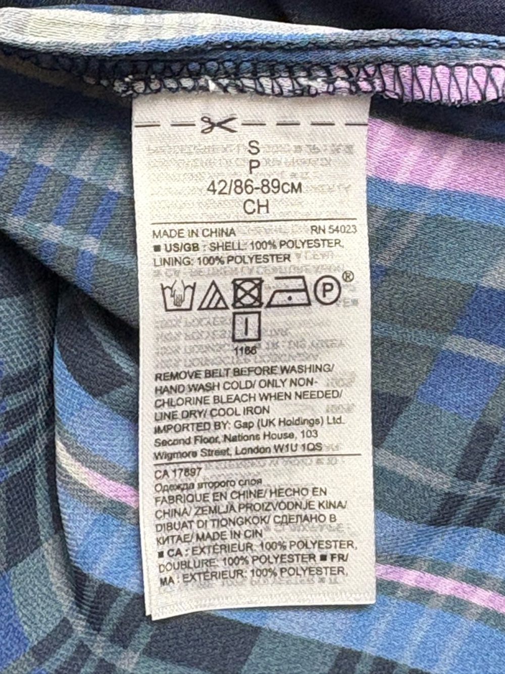 Banana Republic Plaid Ruffle Front Dillon Shirt Dress • Size S • Blue & Purple - Picture 9 of 9